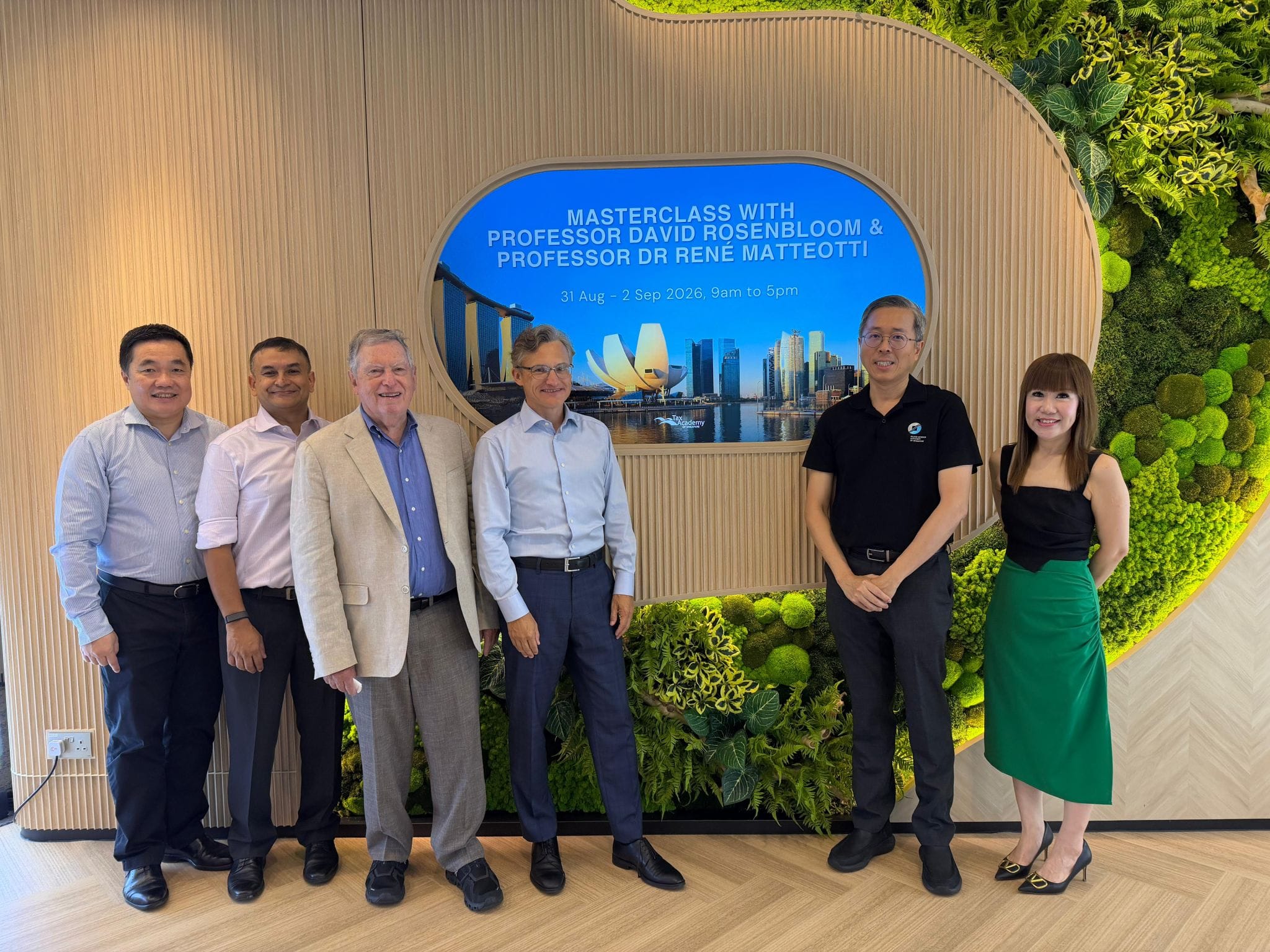 From left to right, Mr. Sam Sim, Mr. Ziad Rahman, Prof. David Rosenbloom, Dr René Matteotti, Mr Dennis Lui and Ms Eunice Toh.